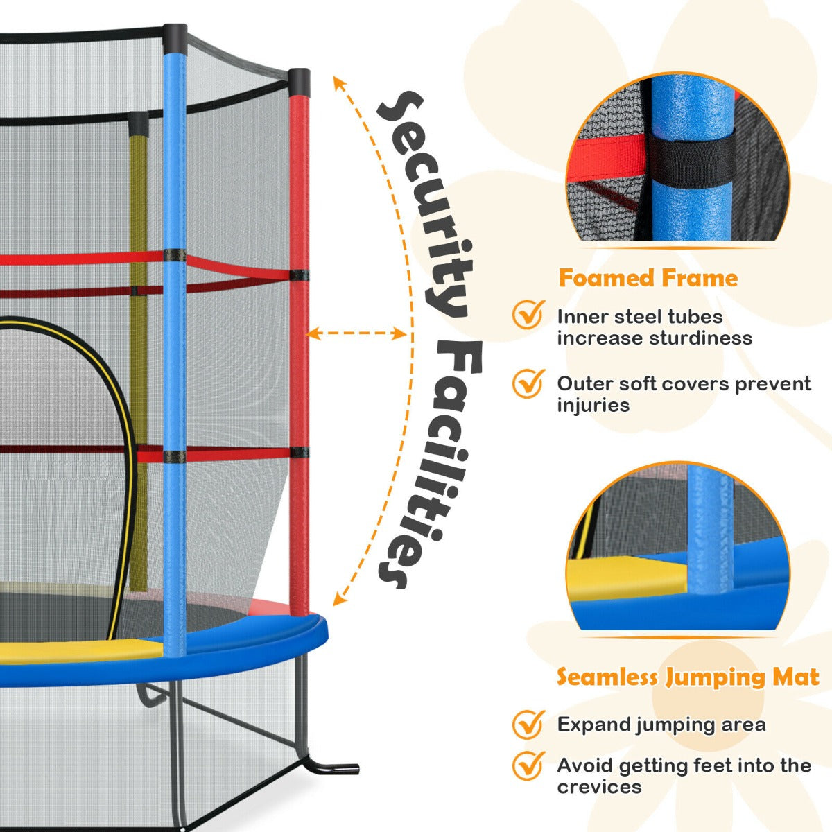 Mini Kids Trampoline with Enclosure Net for Family Games