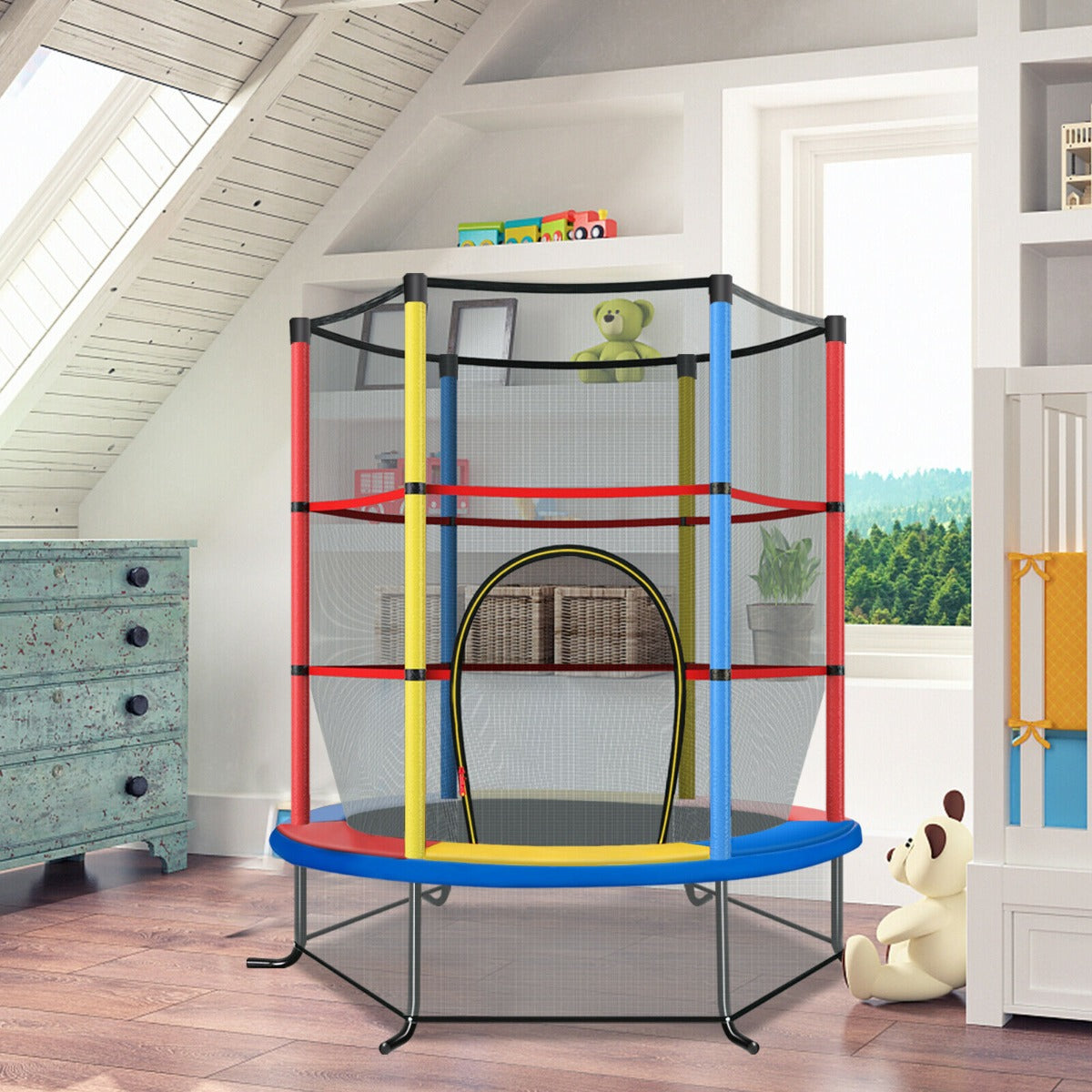 Mini Kids Trampoline with Enclosure Net for Family Games