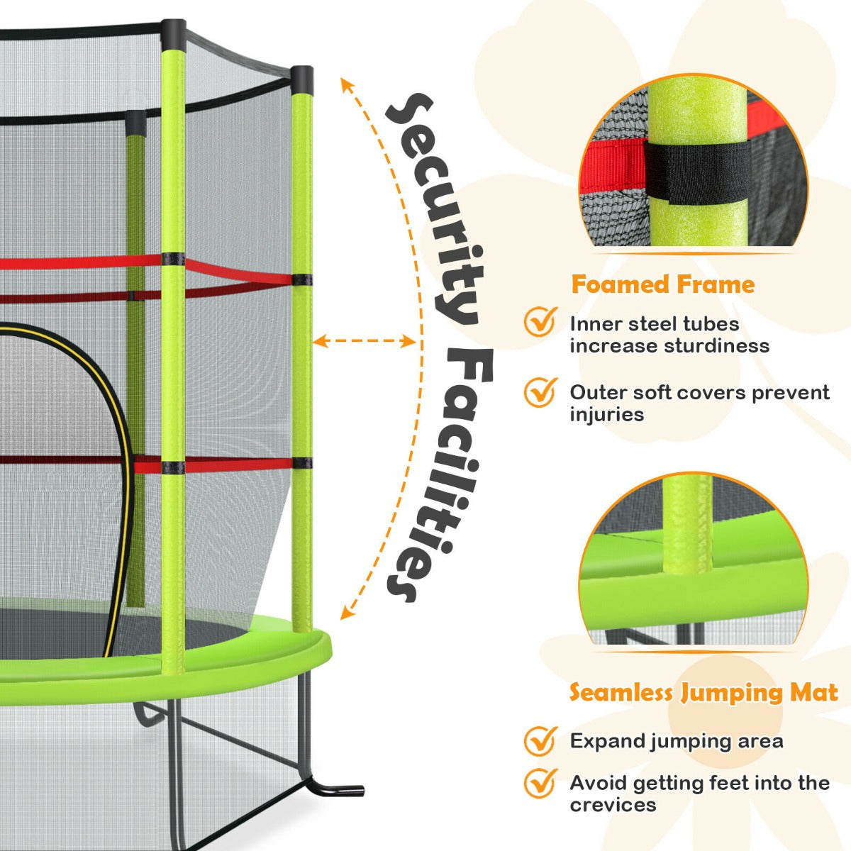 Mini Kids Trampoline with Enclosure Net for Family Games