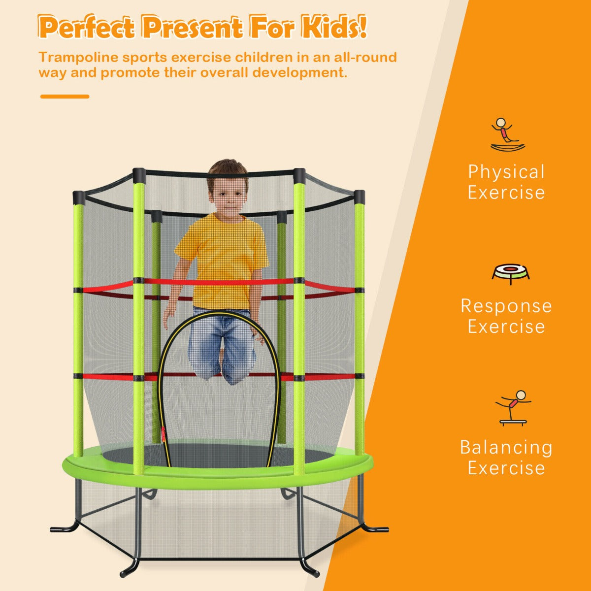 Mini Kids Trampoline with Enclosure Net for Family Games