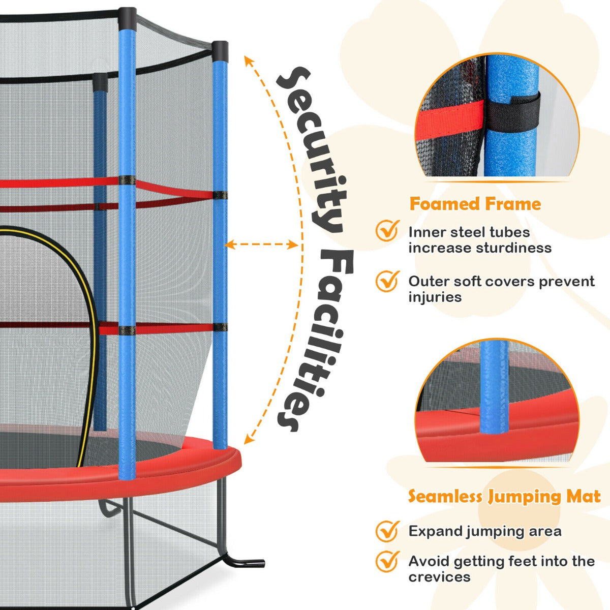 Mini Kids Trampoline with Enclosure Net for Family Games