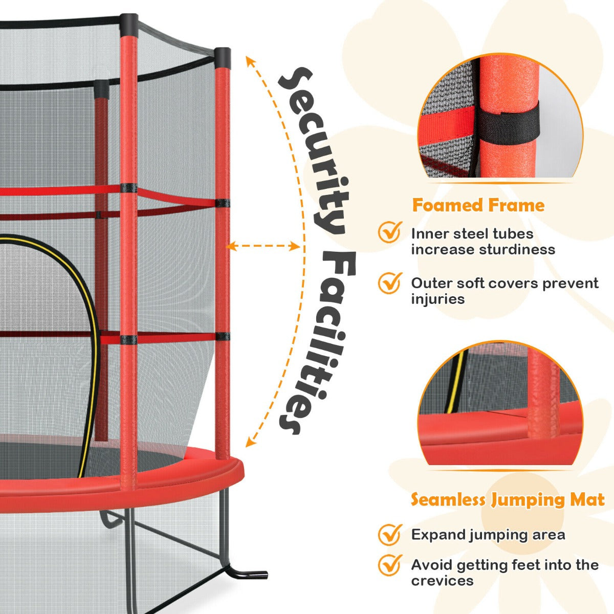 Mini Kids Trampoline with Enclosure Net for Family Games