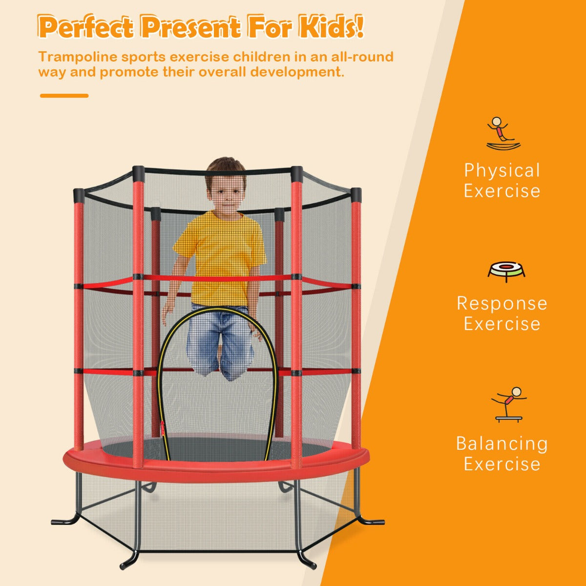 Mini Kids Trampoline with Enclosure Net for Family Games