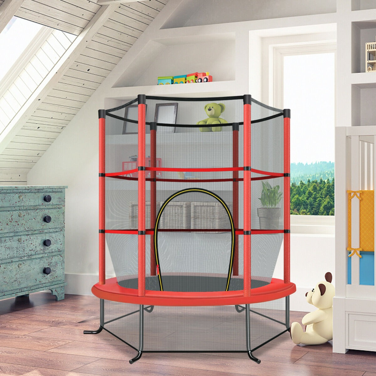 Mini Kids Trampoline with Enclosure Net for Family Games