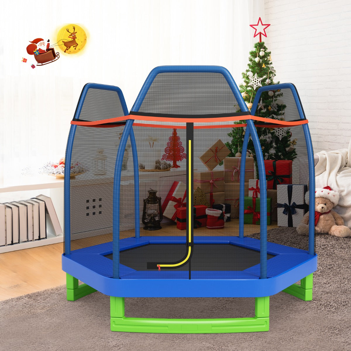 Kids Trampoline with Safety Enclosure Net for Outdoor Play