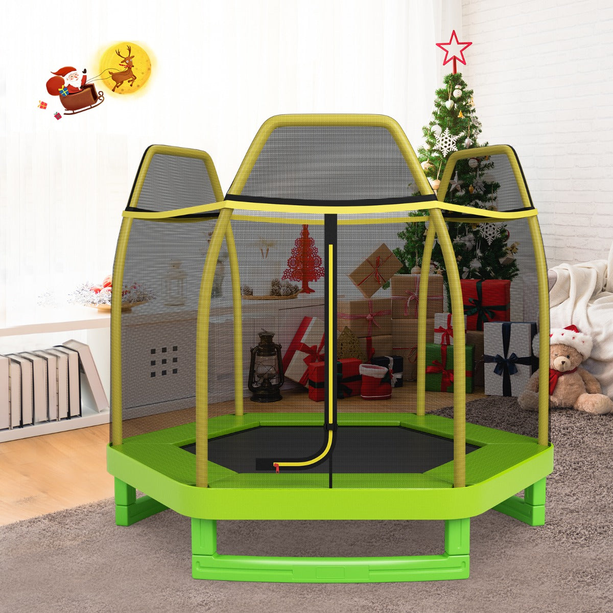 Kids Trampoline with Safety Enclosure Net for Outdoor Play