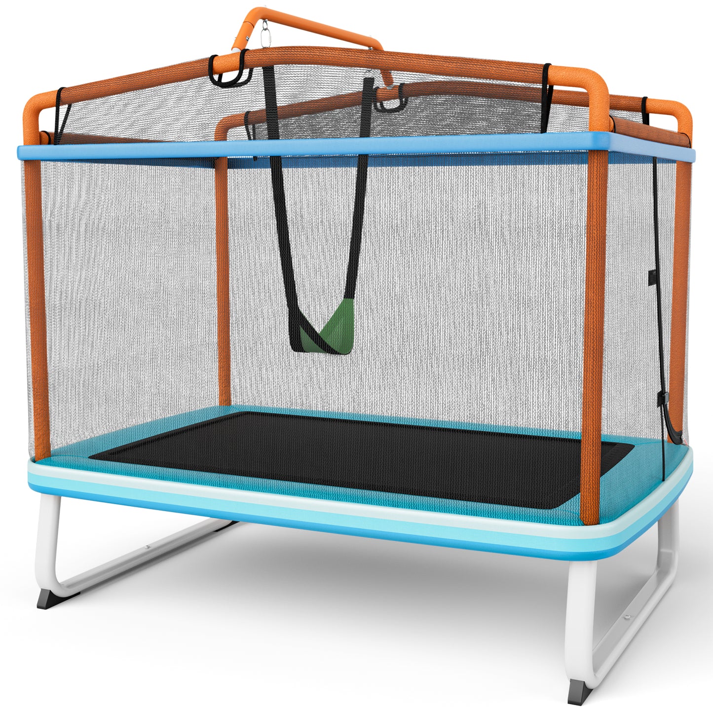 3-in-1 Rectangle Trampoline for Kids with Swing and Horizontal Bar