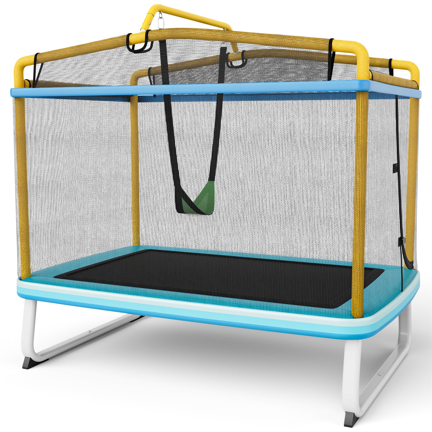 3-in-1 Rectangle Trampoline for Kids with Swing and Horizontal Bar