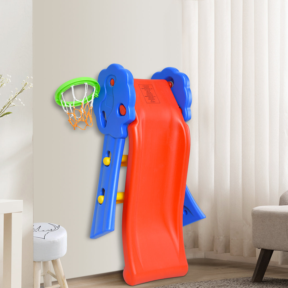 2 Step Children Folding Slide with Basketball Hoop