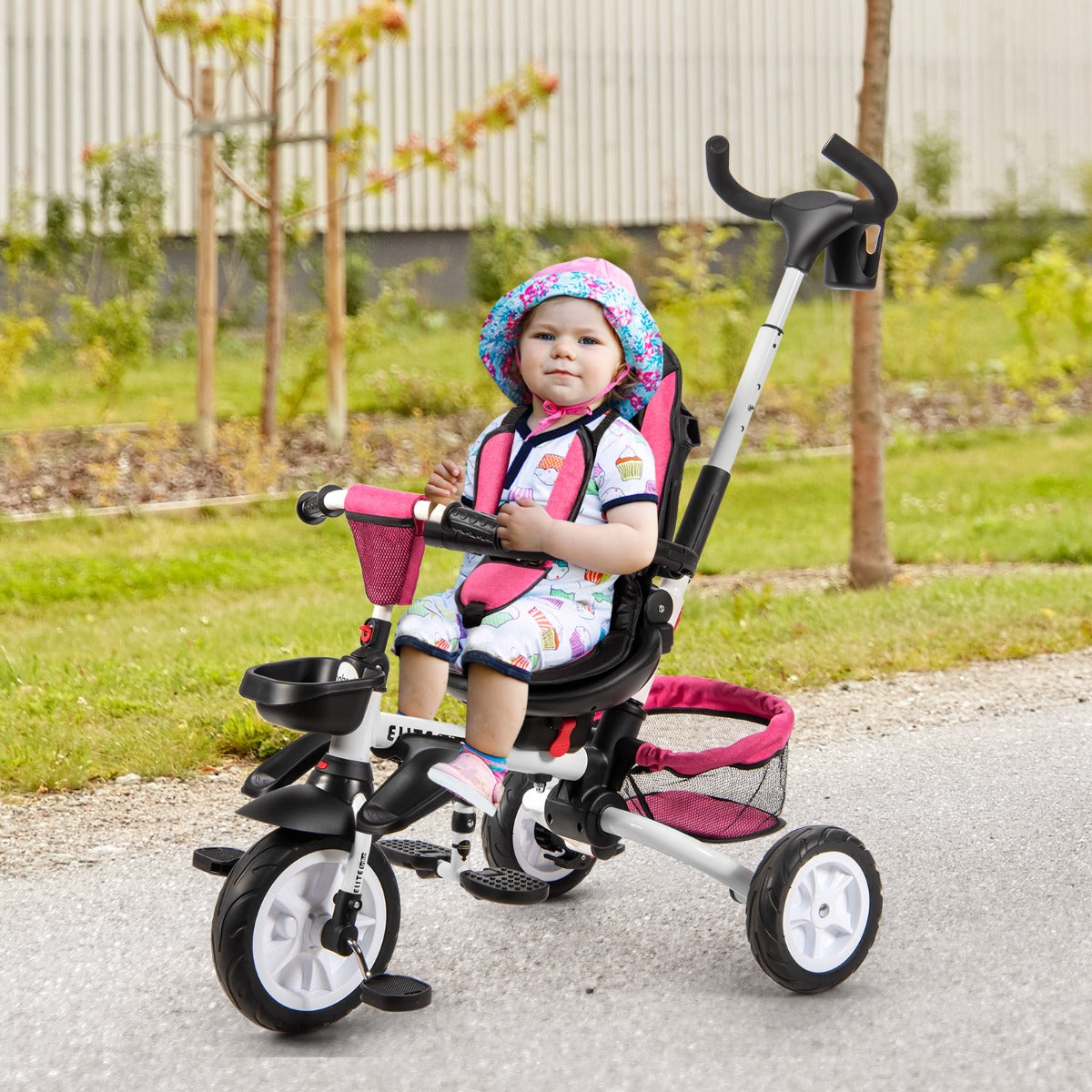 6-in-1 Folding Baby Tricycle with Adjustable & Removable Awning