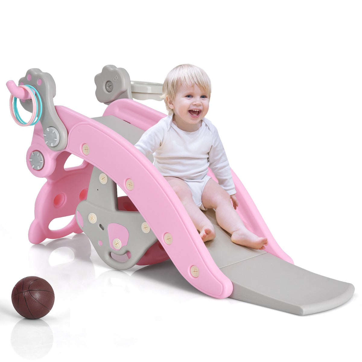 4-in-1 Rocking Horse and Slide Set for Kids