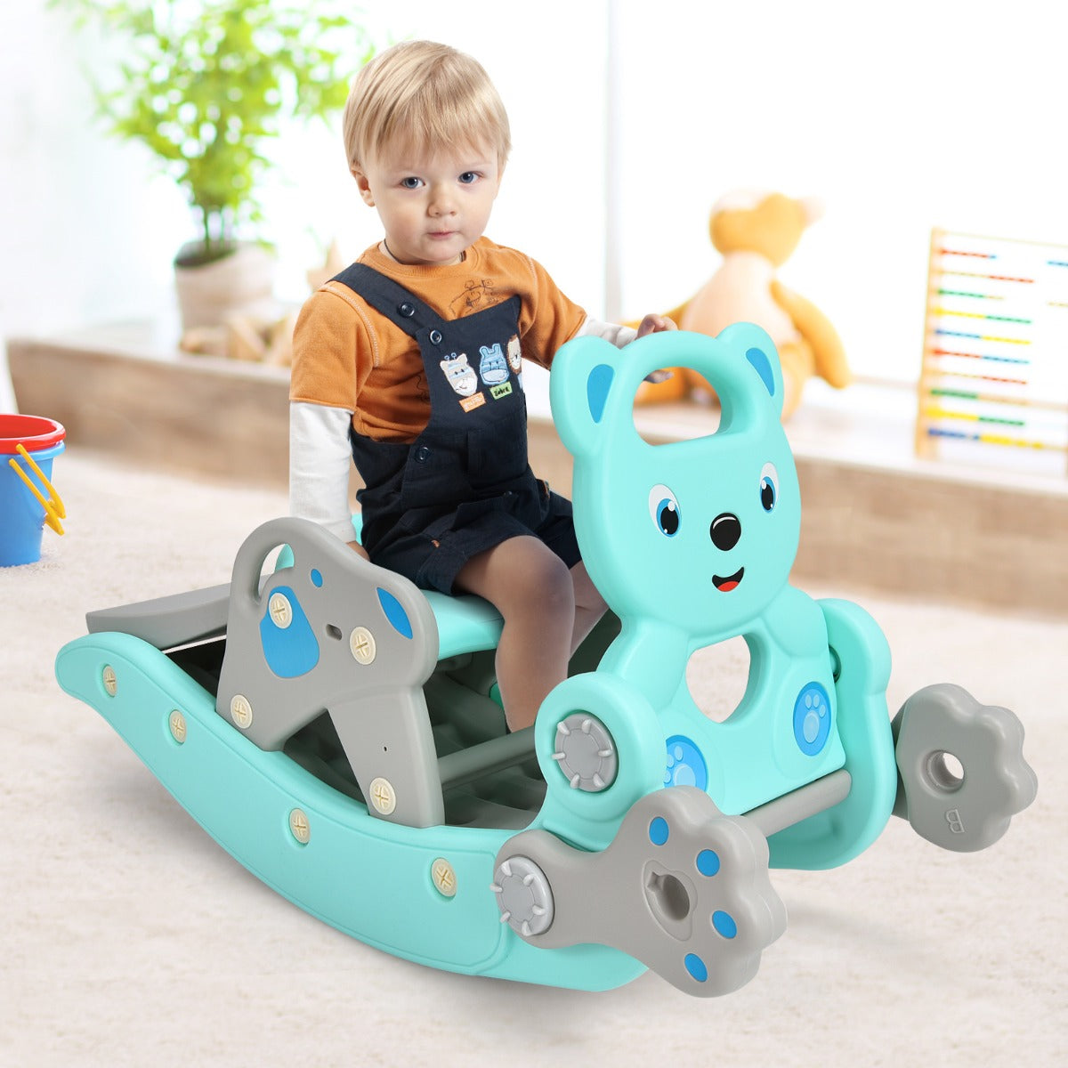 4-in-1 Rocking Horse and Slide Set for Kids