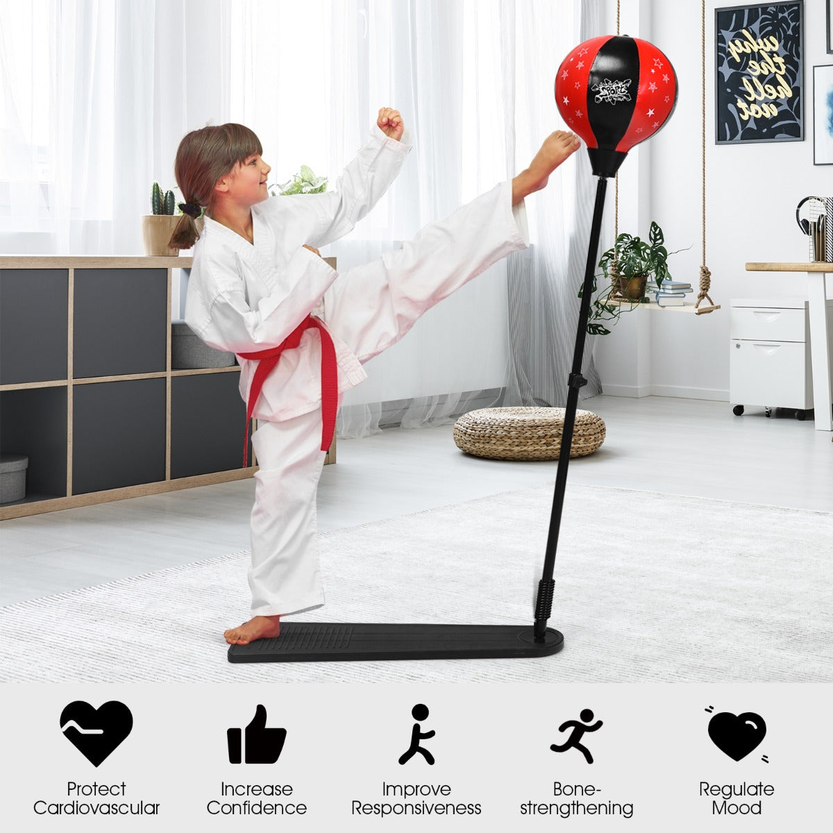 Inflatable Boxing Ball with Boxing Gloves & Air Pump for Kid