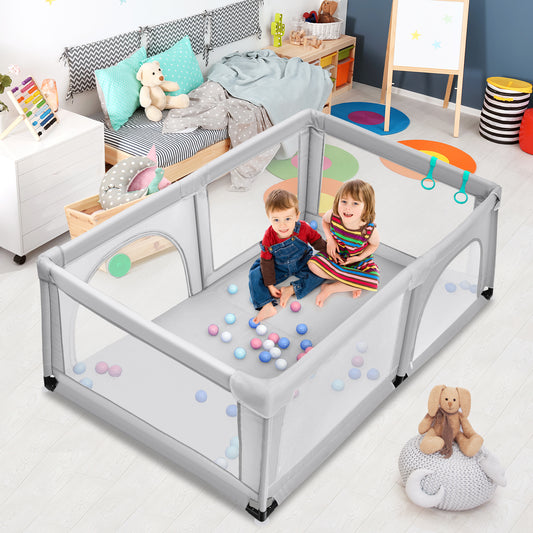 Baby Playpen Activity Centre with 50 Balls and Breathable Mesh Zipper Door