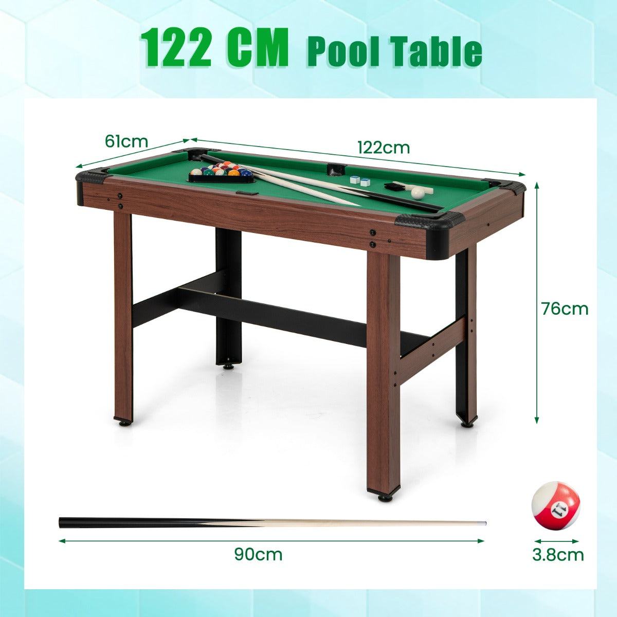 1.2M Wooden Billiard Game Table with Full Set of Balls