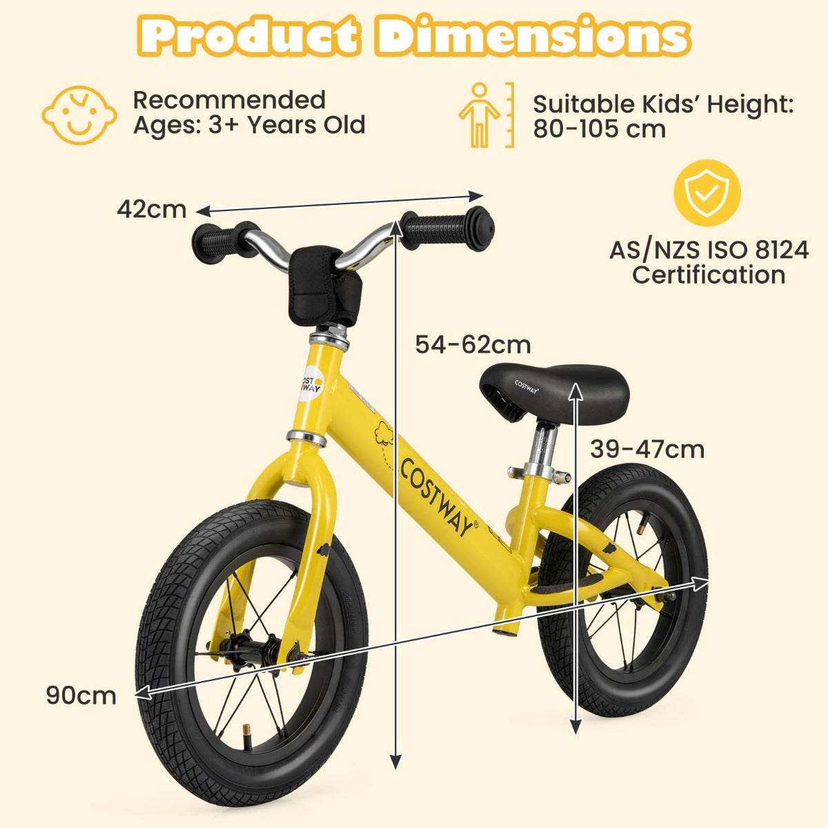 30 cm Toddler Balance Bike with Height Adjustable Handlebar and Seat