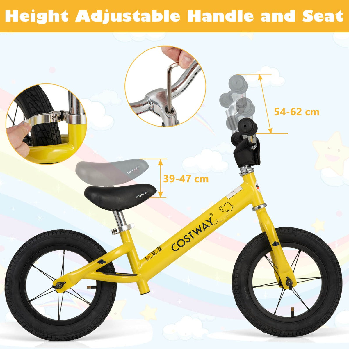 30 cm Toddler Balance Bike with Height Adjustable Handlebar and Seat