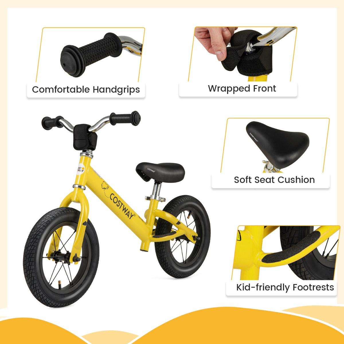 30 cm Toddler Balance Bike with Height Adjustable Handlebar and Seat