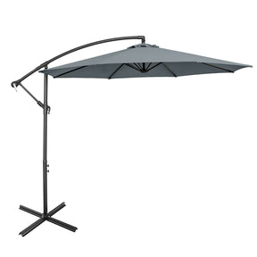 Hikidspace 10 Feet Offset Umbrella with Cross Base for Pool, Outdoor Camping, Patio