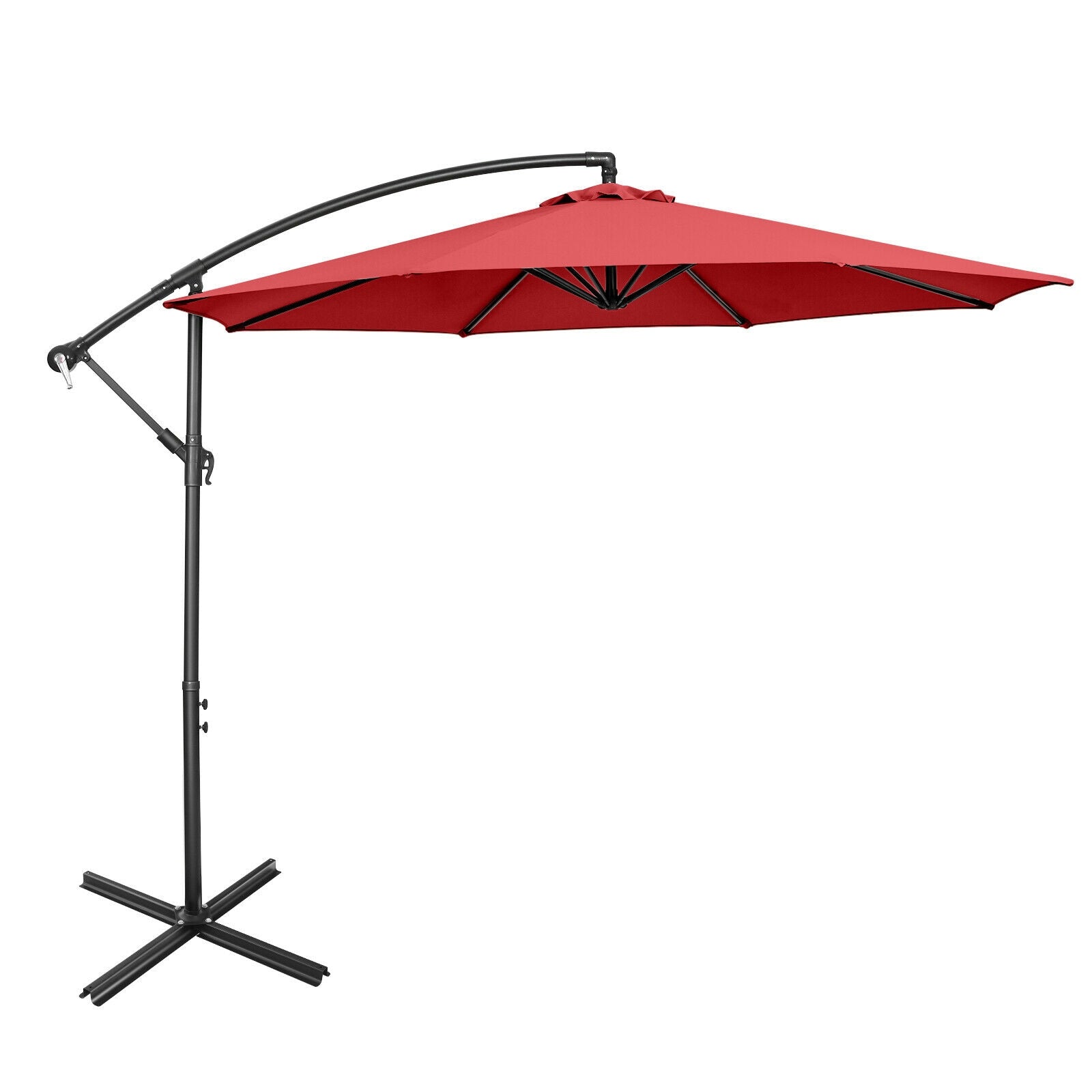 Hikidspace 10 Feet Offset Umbrella with Cross Base for Pool, Outdoor Camping, Patio