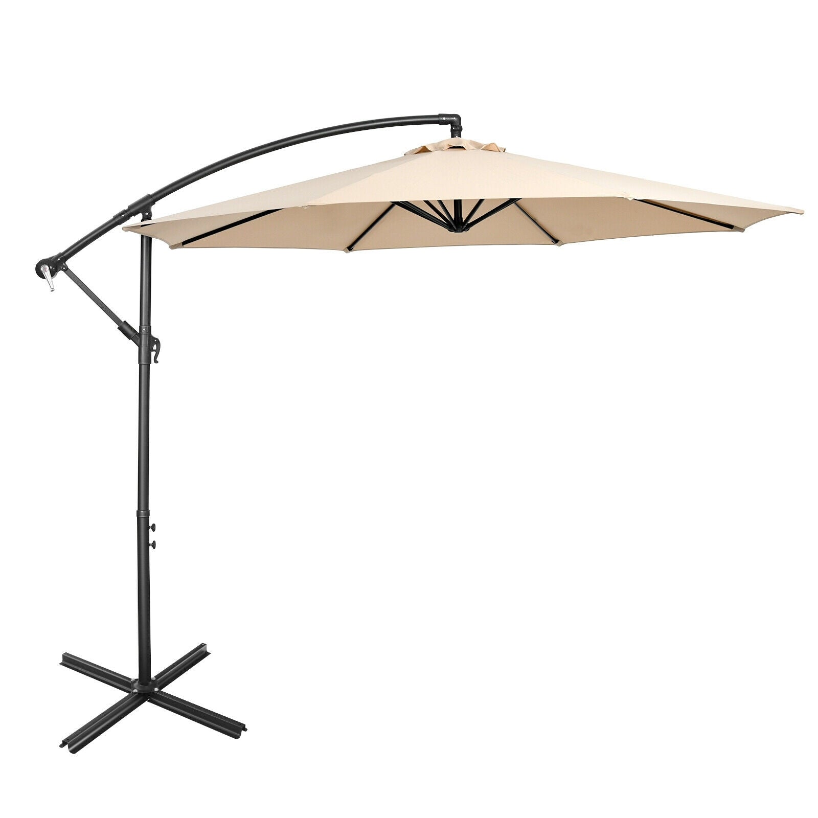 Hikidspace 10 Feet Offset Umbrella with Cross Base for Pool, Outdoor Camping, Patio