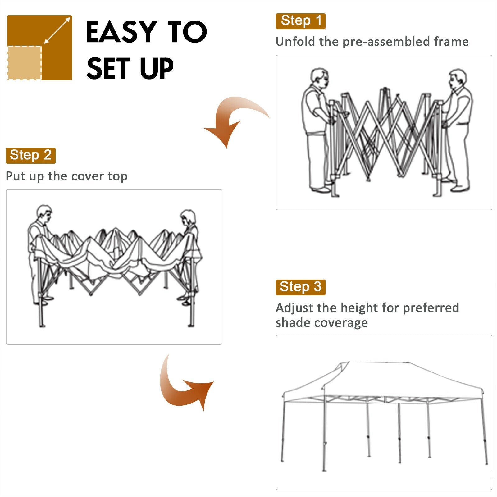 10 x 20 Feet Adjustable Folding Heavy Duty Sun Shelter with Carrying Bag