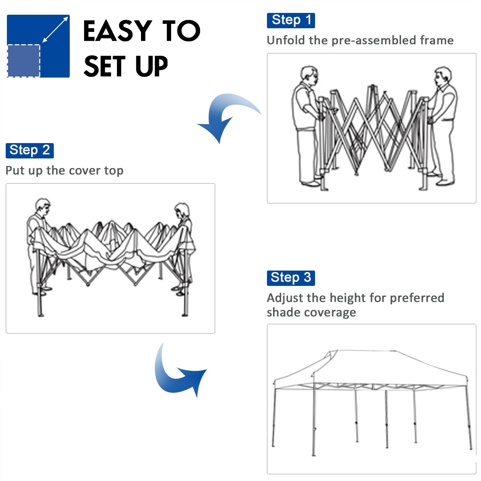 10 x 20 Feet Adjustable Folding Heavy Duty Sun Shelter with Carrying Bag