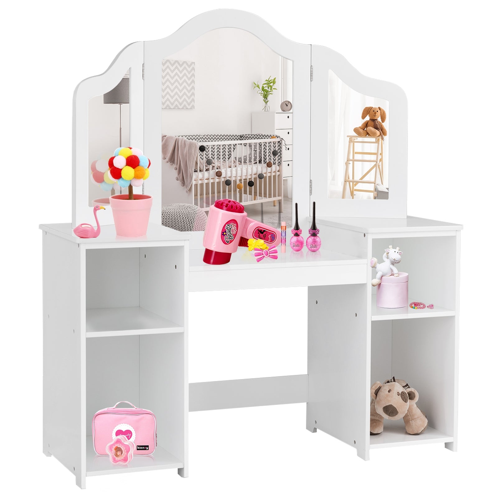 2 in 1 Detachable Design Kids Vanity Dressing Table