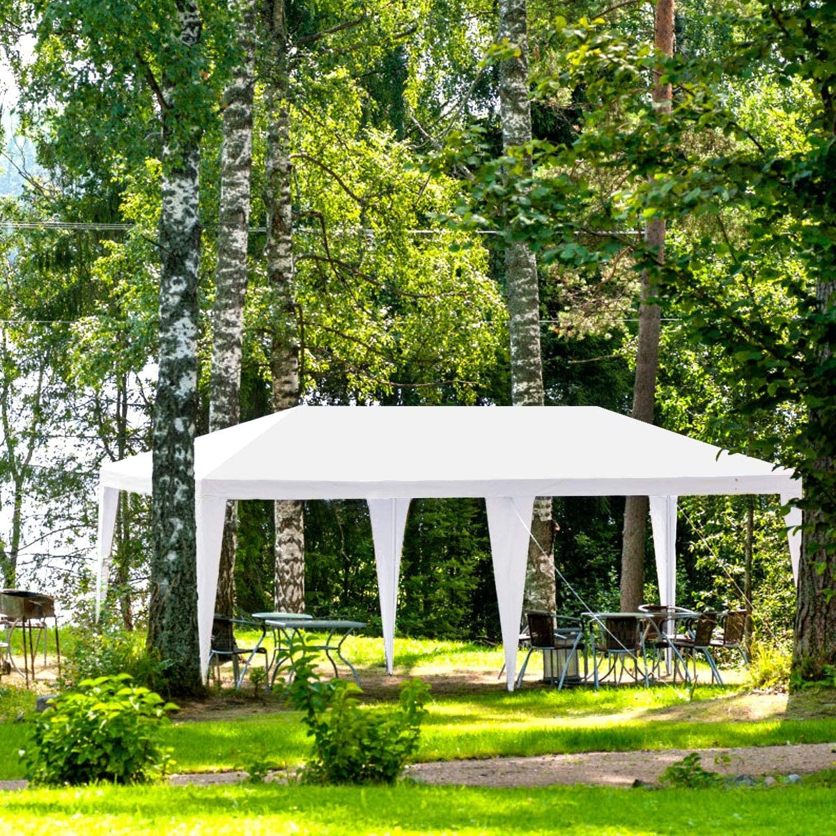 10 x 20 Feet 6 Sidewalls Canopy Tent with Carry Bag for Camping and Party