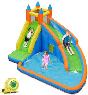 Kids Inflatable Water Slide Bouncing House with Carrying Bag and 480W Blower