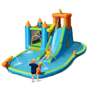 Inflatable Water Slide with Bounce House and Splash Pool without Blower