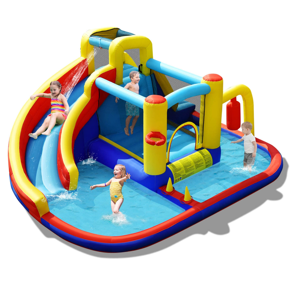 7-in-1 Inflatable Water Slide Bounce Castle Without Blower