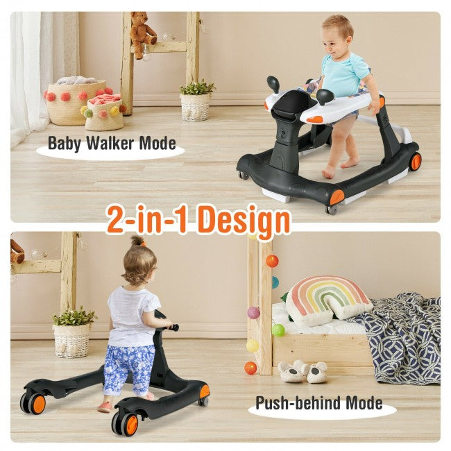 2-in-1 Foldable  Baby Activity Walker with Adjustable Height and Speed