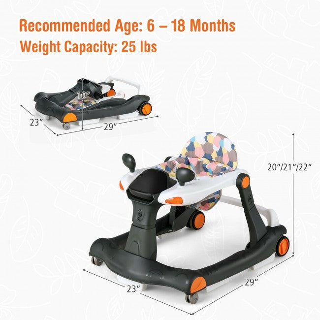 2-in-1 Foldable  Baby Activity Walker with Adjustable Height and Speed