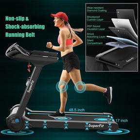 2.25HP Folding Treadmill Running Jogging Machine with LED Touch Display