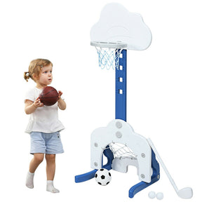 3-in-1 Adjustable Basketball Hoop Set with Balls for Kids