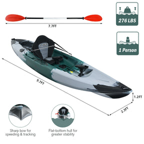 Sit-on-Top Fishing Kayak Boat With Fishing Rod Holders and Paddle