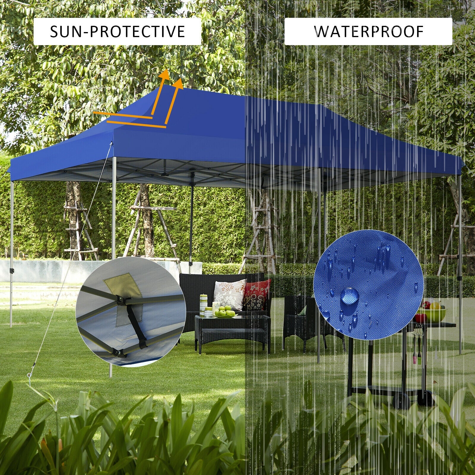 10 x 20 Feet Adjustable Folding Heavy Duty Sun Shelter with Carrying Bag