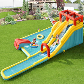 Hikidspace 7-in-1 Inflatable Dual Slide Water Park Bounce House With 750W Blower