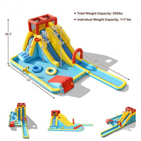 Hikidspace 7-in-1 Inflatable Dual Slide Water Park Bounce House With 750W Blower