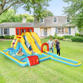 Hikidspace 7-in-1 Inflatable Dual Slide Water Park Bounce House With 750W Blower