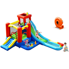 9-in-1 Inflatable Kids Water Slide Bounce House with 860W Blower