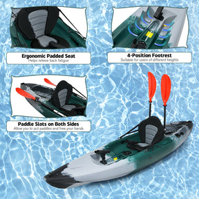 Sit-on-Top Fishing Kayak Boat With Fishing Rod Holders and Paddle