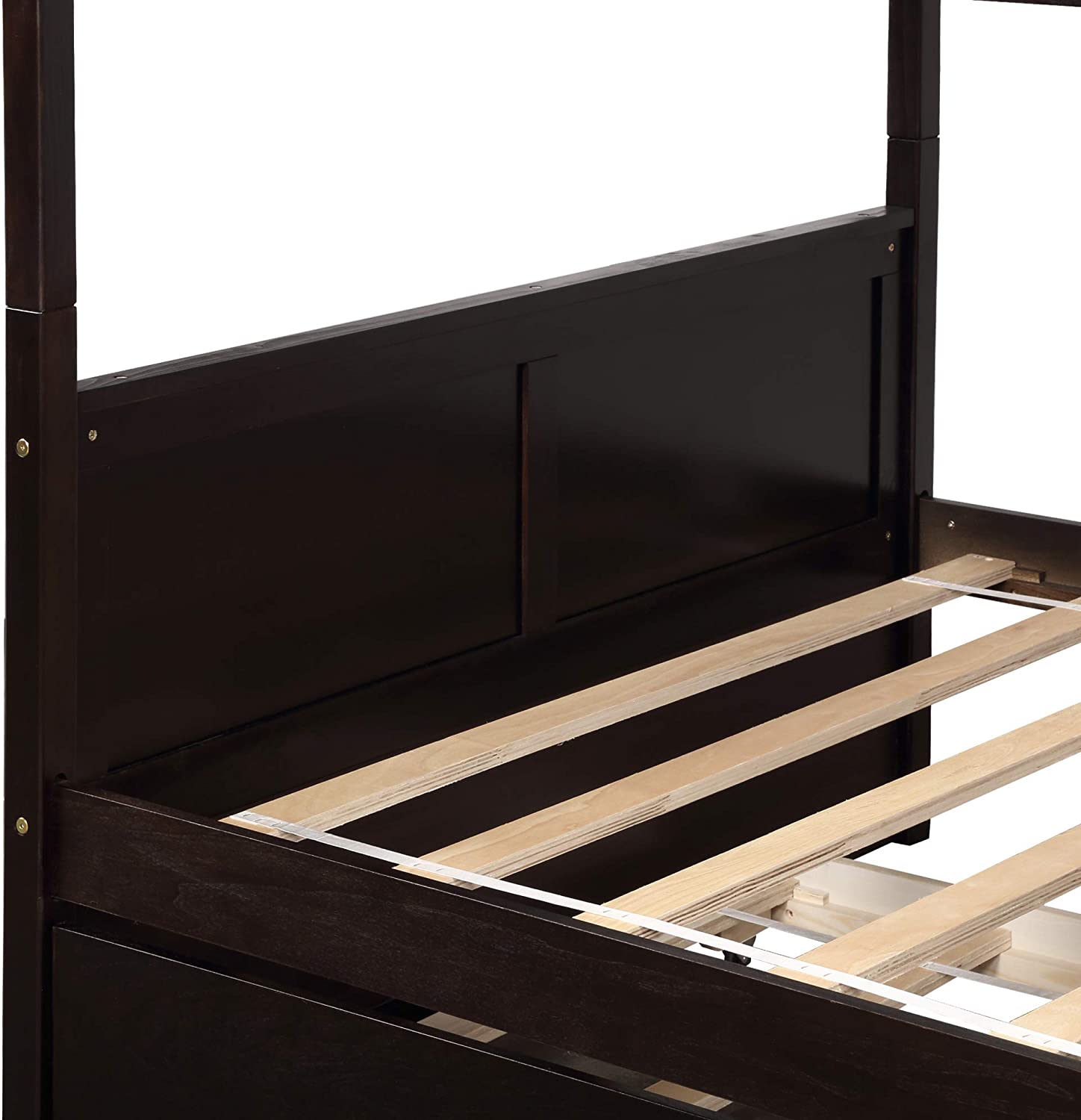 Twin Pull-Out Bunk Bed with Trundle Wooden Ladder