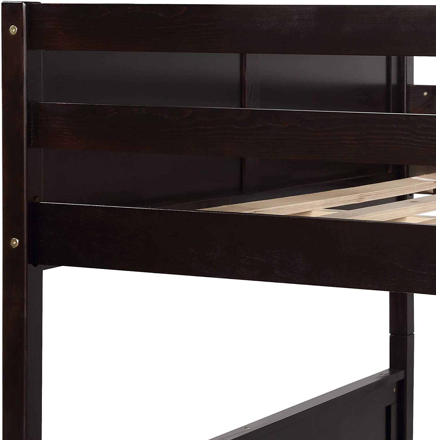 Twin Pull-Out Bunk Bed with Trundle Wooden Ladder