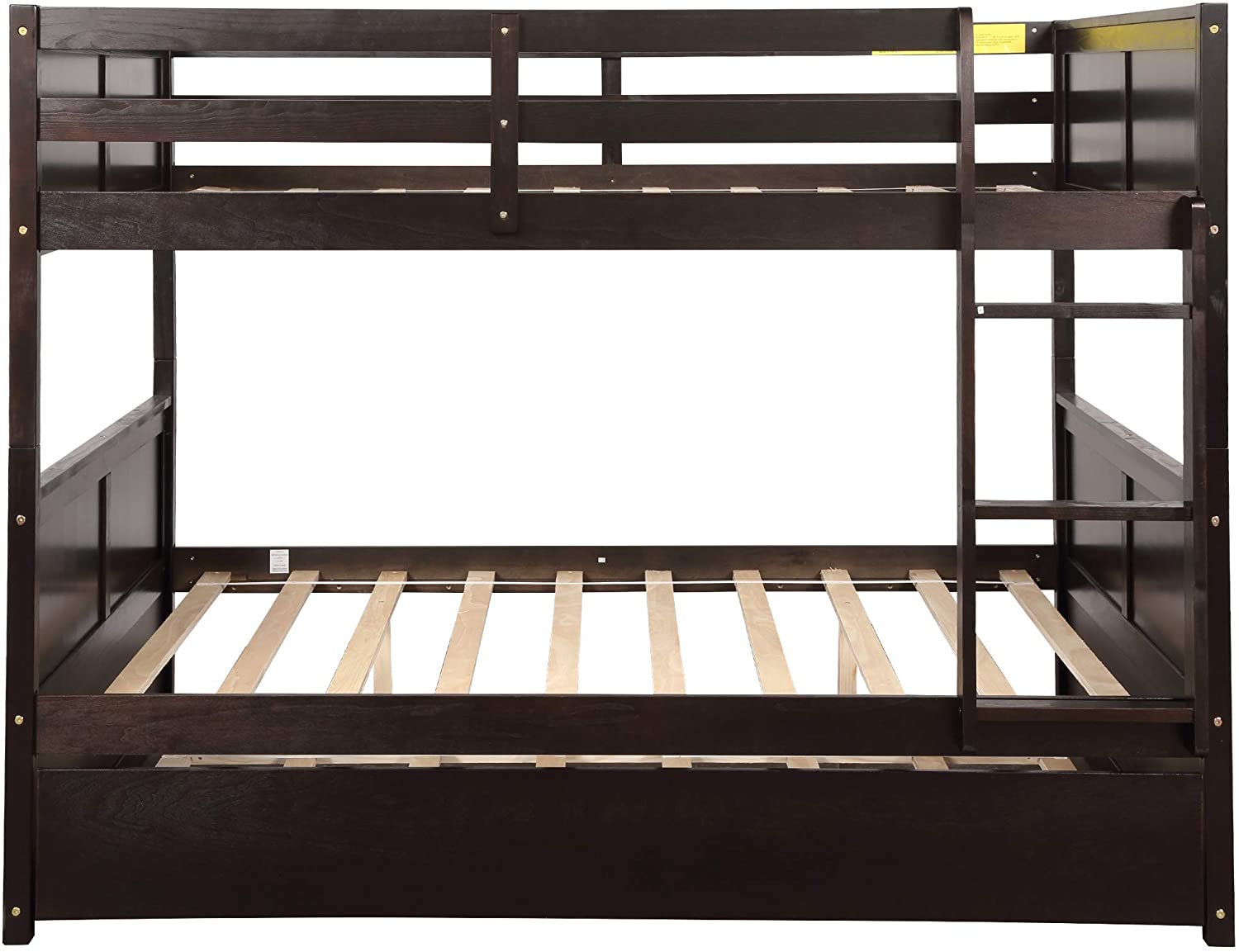 Twin Pull-Out Bunk Bed with Trundle Wooden Ladder