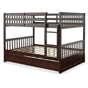 Twin Pull-Out Bunk Bed with Trundle Wooden Ladder