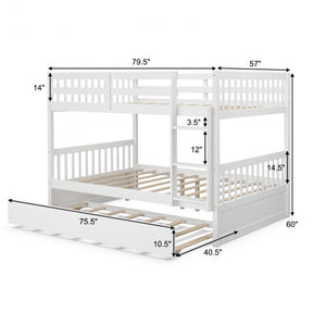 Twin Pull-Out Bunk Bed with Trundle Wooden Ladder