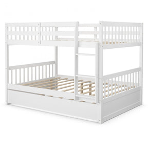 Twin Pull-Out Bunk Bed with Trundle Wooden Ladder