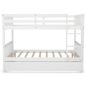 Twin Pull-Out Bunk Bed with Trundle Wooden Ladder